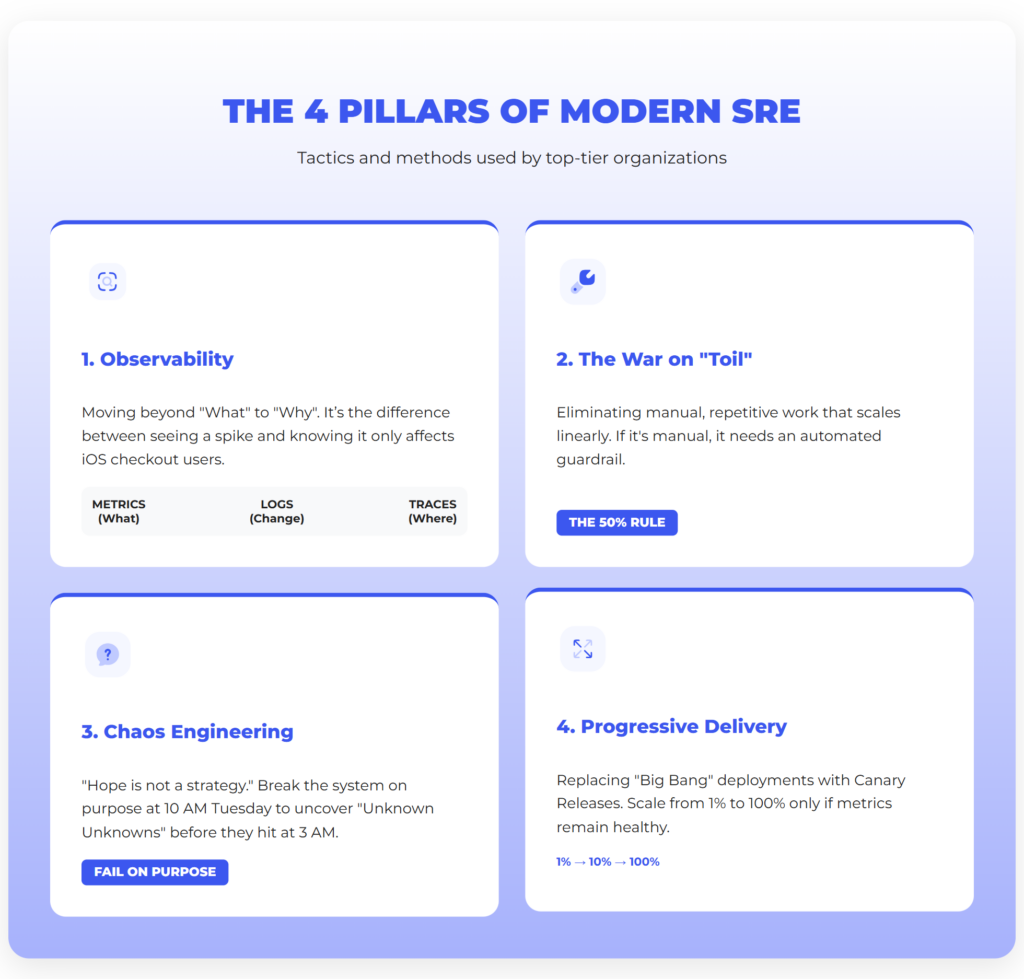 Tactics & methods The 4 pillars of modern SRE